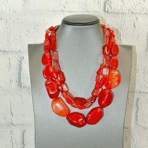 Multistrand Red Bead Necklace